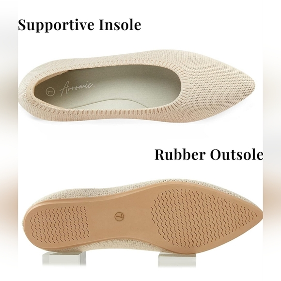 Arromic Women's NIB Nude Pointy Toe Ballet Slip On Flexible Flat Shoes Size 6.5 - Picture 5 of 12